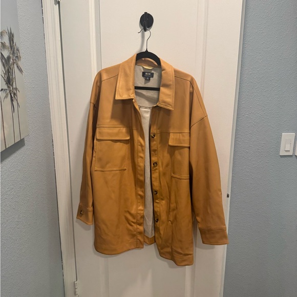 Maeve Faux Leather Longline Shirt Jacket - Picture 1 of 4